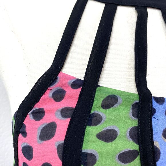 Forever 21 Collection Silk Camisole Top Small Multi Color Polka Dots Boho Whimsy - Picture 3 of 11